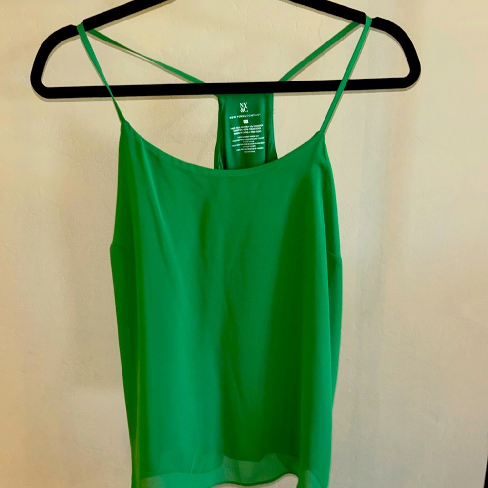 NWT. NY and CO. Size XS. Spagetti Strap Blouse. Green